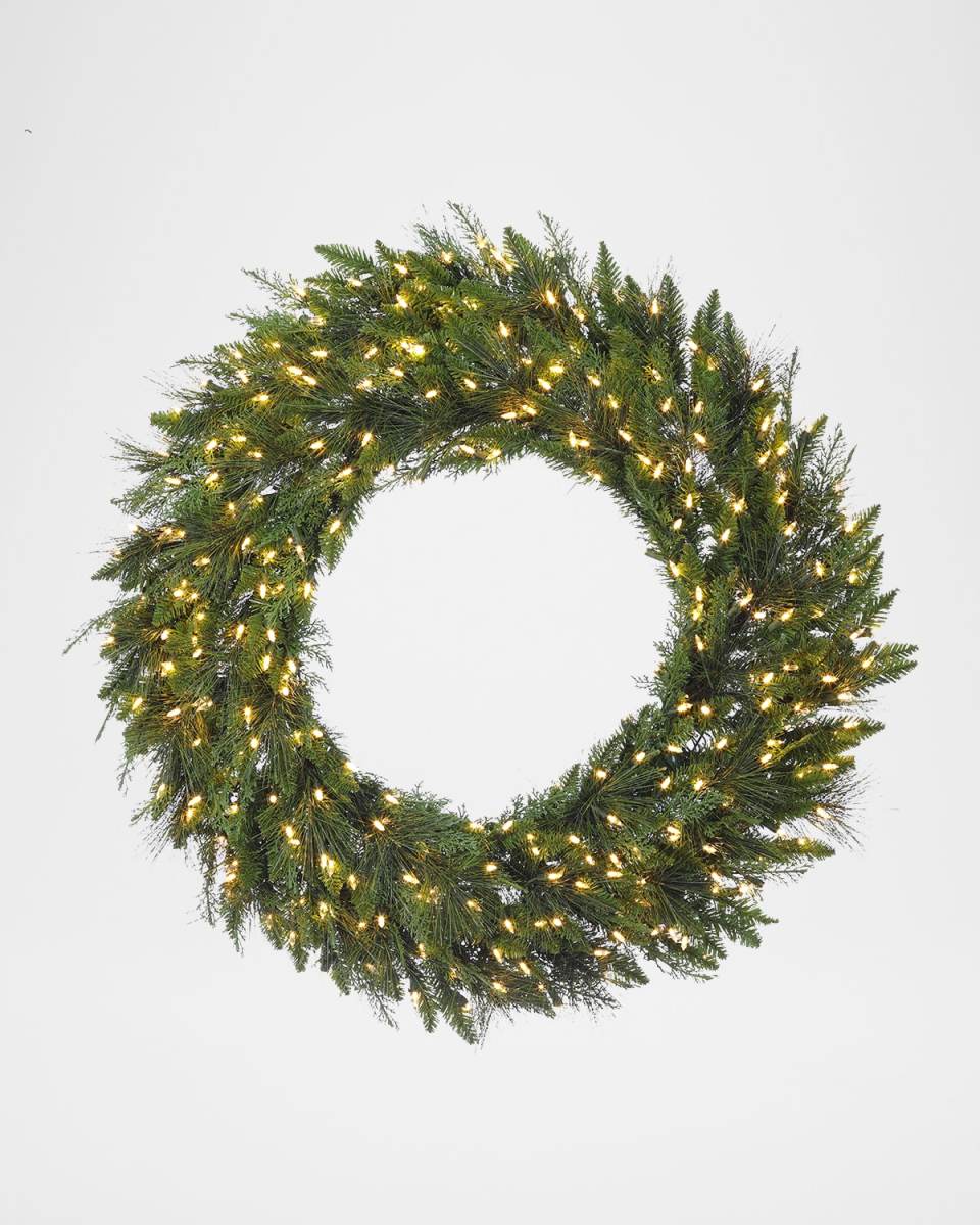 Deluxe Mixed Pine Pre-Lit Wreath, 36" Round
